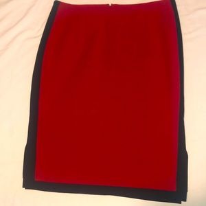 Worthington women’s red skirt with black stripes down sides.